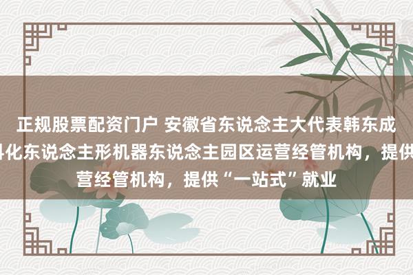 正规股票配资门户 安徽省东说念主大代表韩东成：建议引入专科化东说念主形机器东说念主园区运营经管机构，提供“一站式”就业