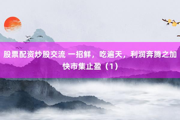 股票配资炒股交流 一招鲜，吃遍天，利润奔腾之加快市集止盈（1）