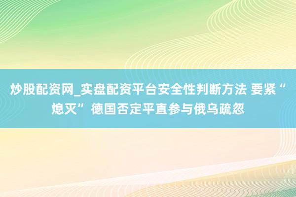 炒股配资网_实盘配资平台安全性判断方法 要紧“熄灭” 德国否定平直参与俄乌疏忽