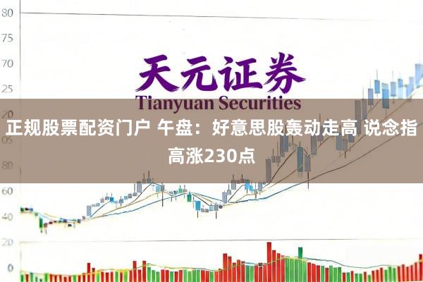 正规股票配资门户 午盘：好意思股轰动走高 说念指高涨230点