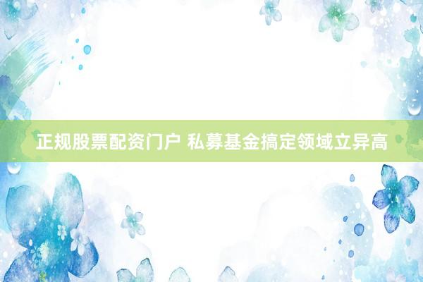 正规股票配资门户 私募基金搞定领域立异高