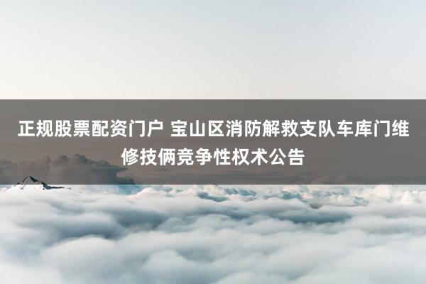 正规股票配资门户 宝山区消防解救支队车库门维修技俩竞争性权术公告